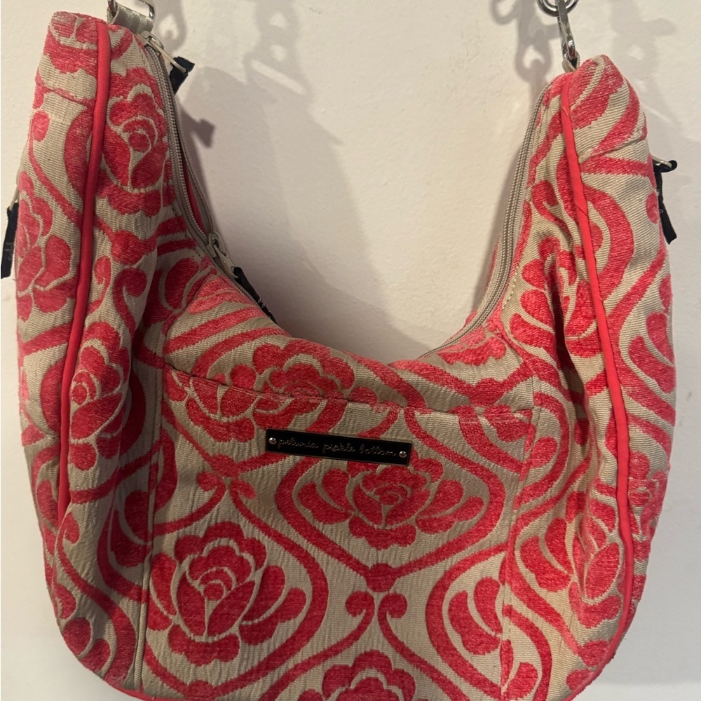 Petunia Pickle Bottom Red and Gray Floral Hobo Bag - Picture 4 of 11